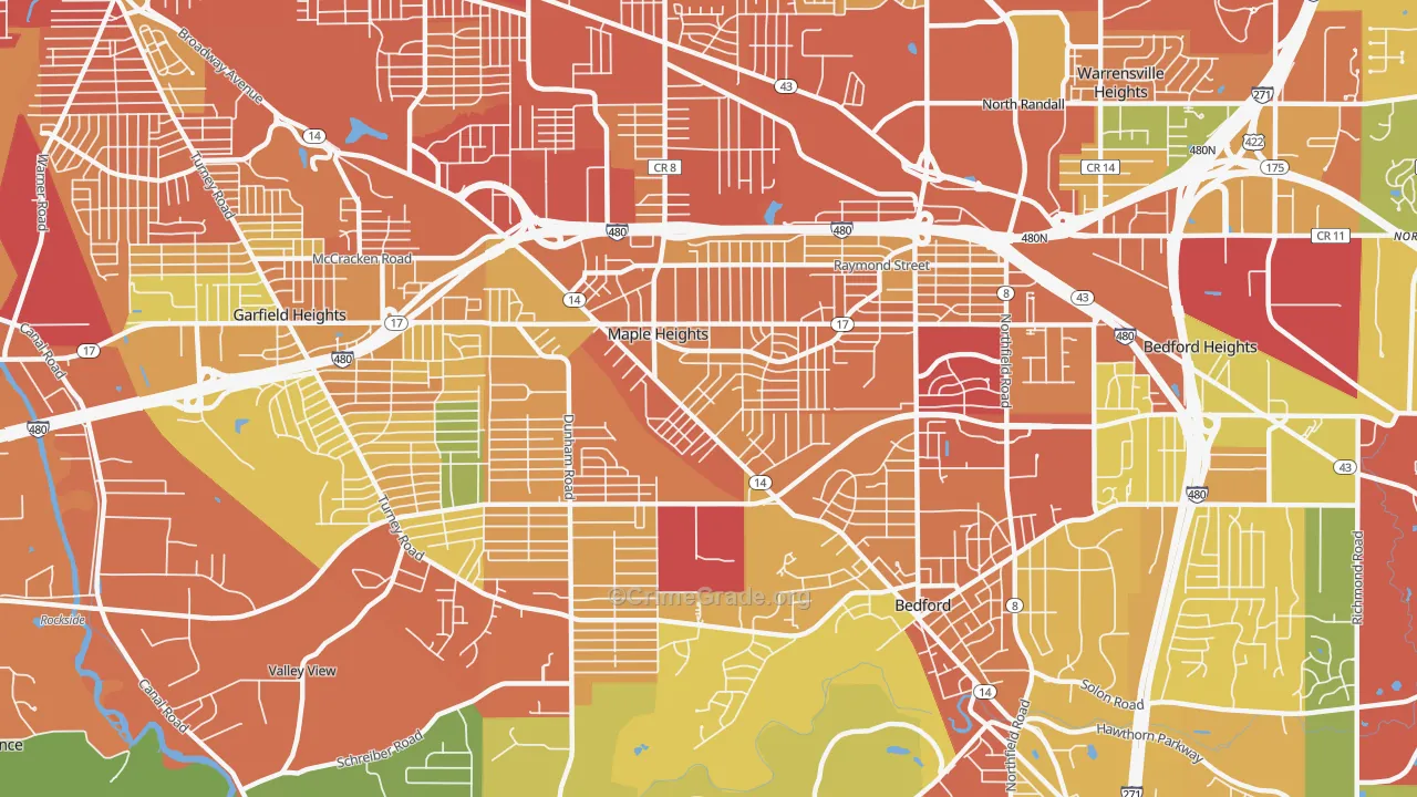 Maple Heights, OH Map of Burglary Rates