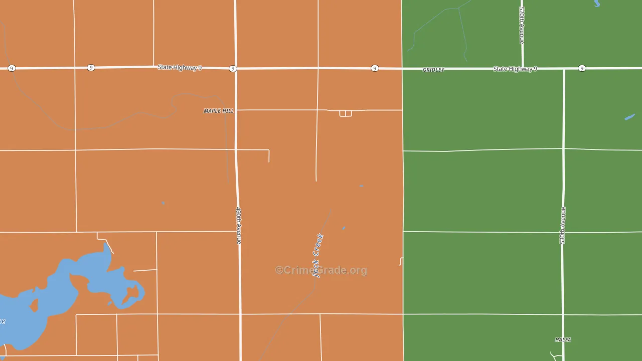 Maple Hill, IA Map of Burglary Rates