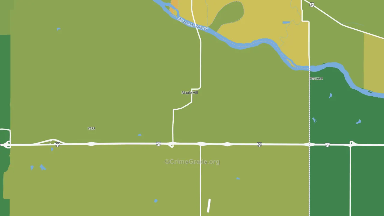 Maple Hill, KS Map of Burglary Rates