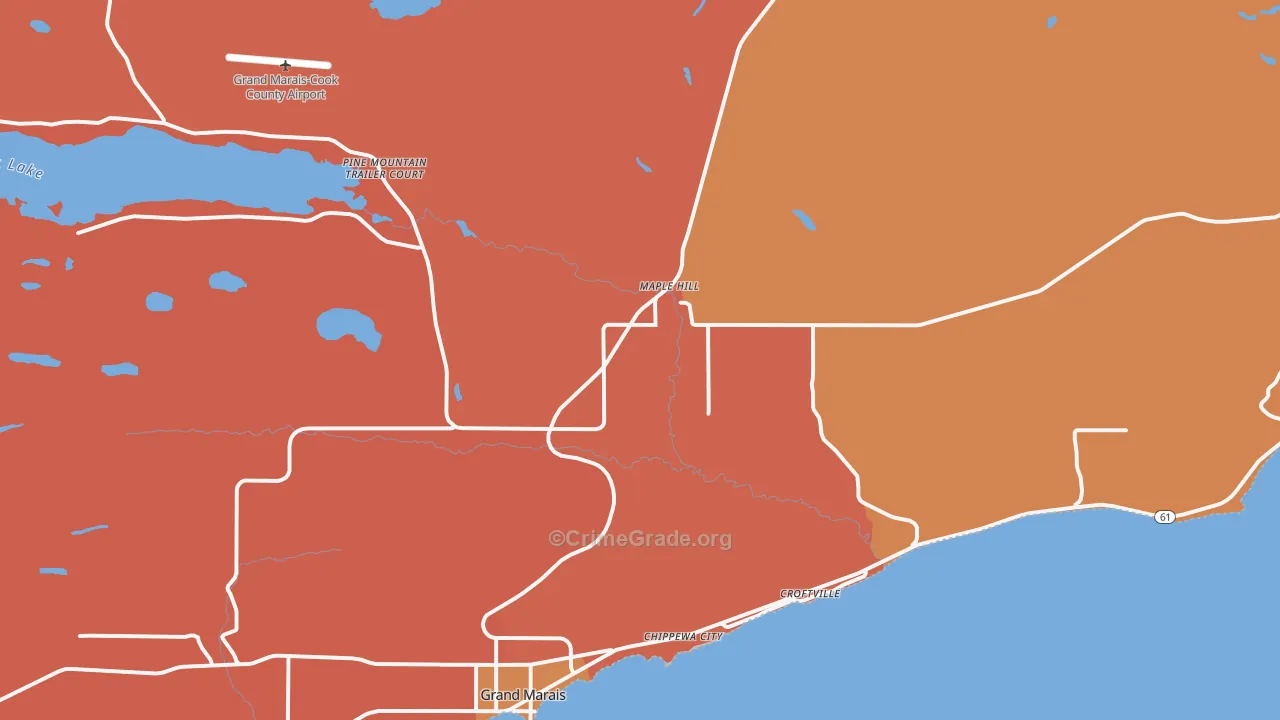 Maple Hill, MN Map of Burglary Rates