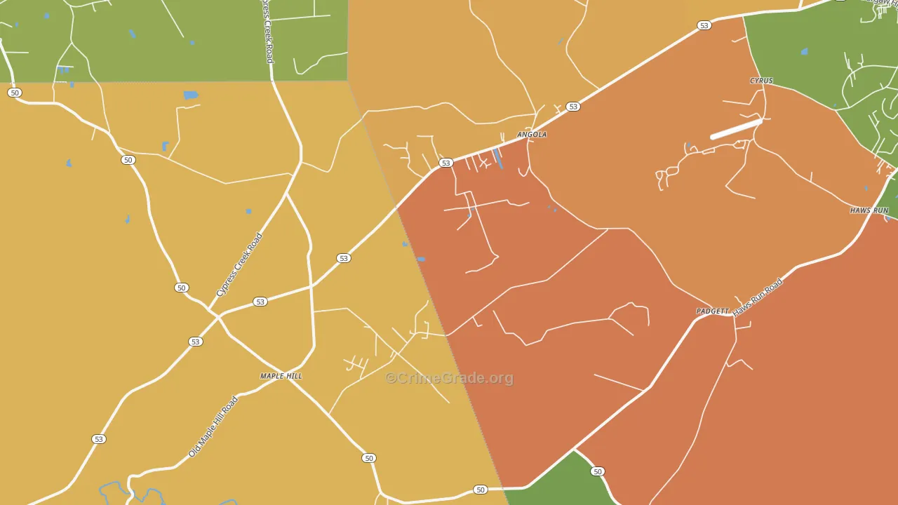 Maple Hill, NC Map of Burglary Rates