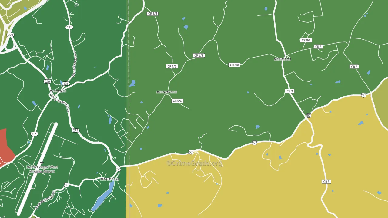 Maple Lake, WV Map of Burglary Rates