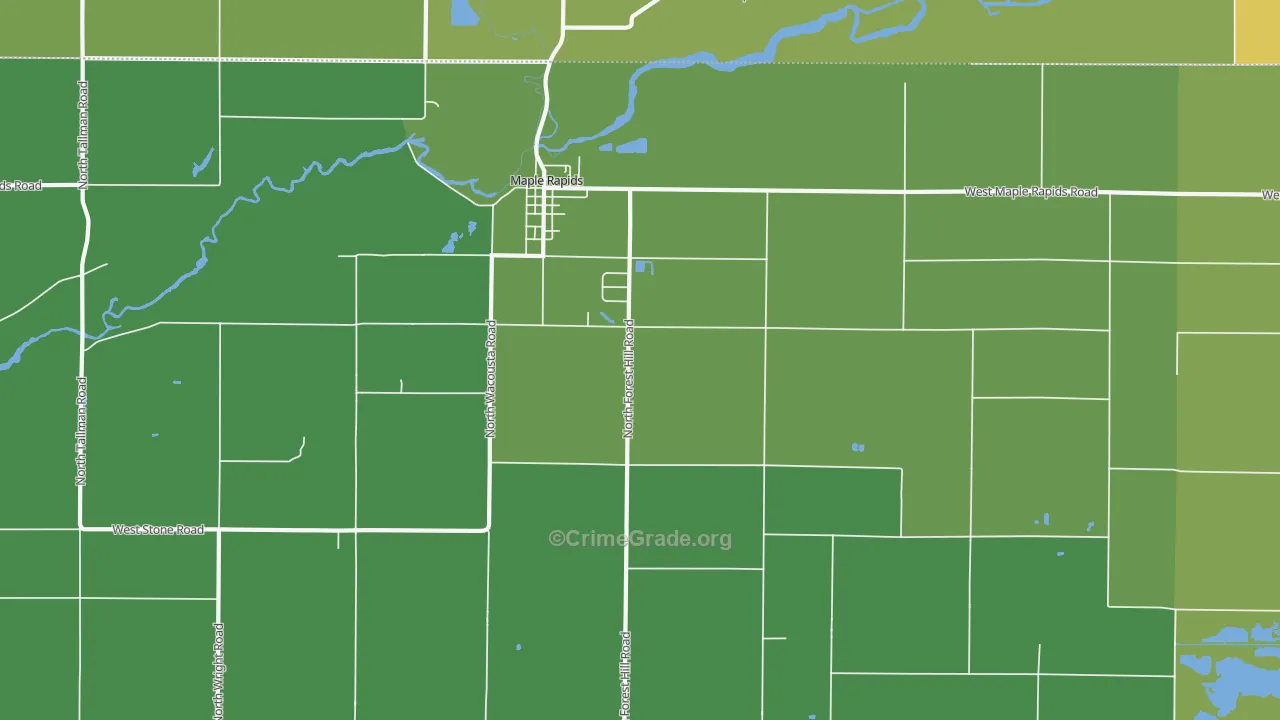 Maple Rapids, MI Map of Burglary Rates