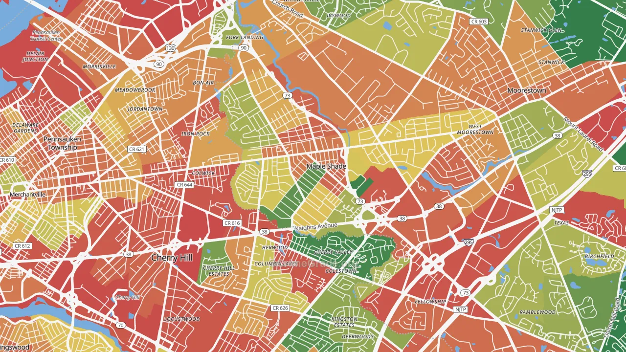 Maple Shade, NJ Map of Burglary Rates