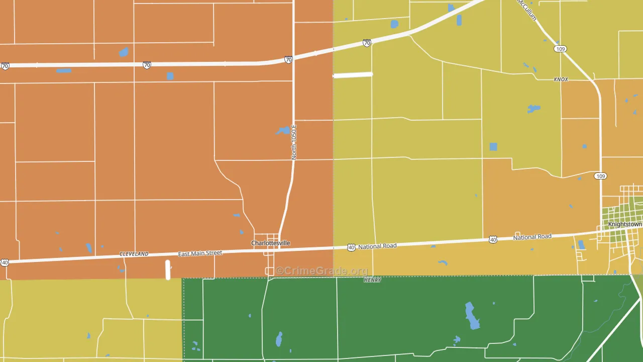 Maple Valley, IN Map of Burglary Rates