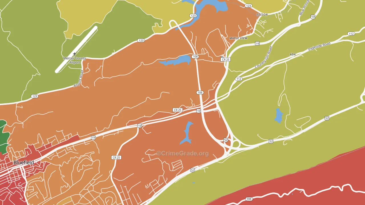 Maple View, WV Map of Burglary Rates