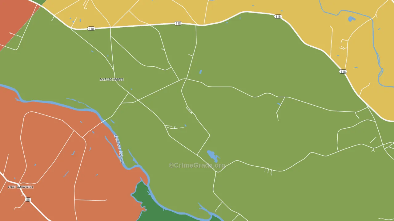 Maplecypress, NC Map of Burglary Rates