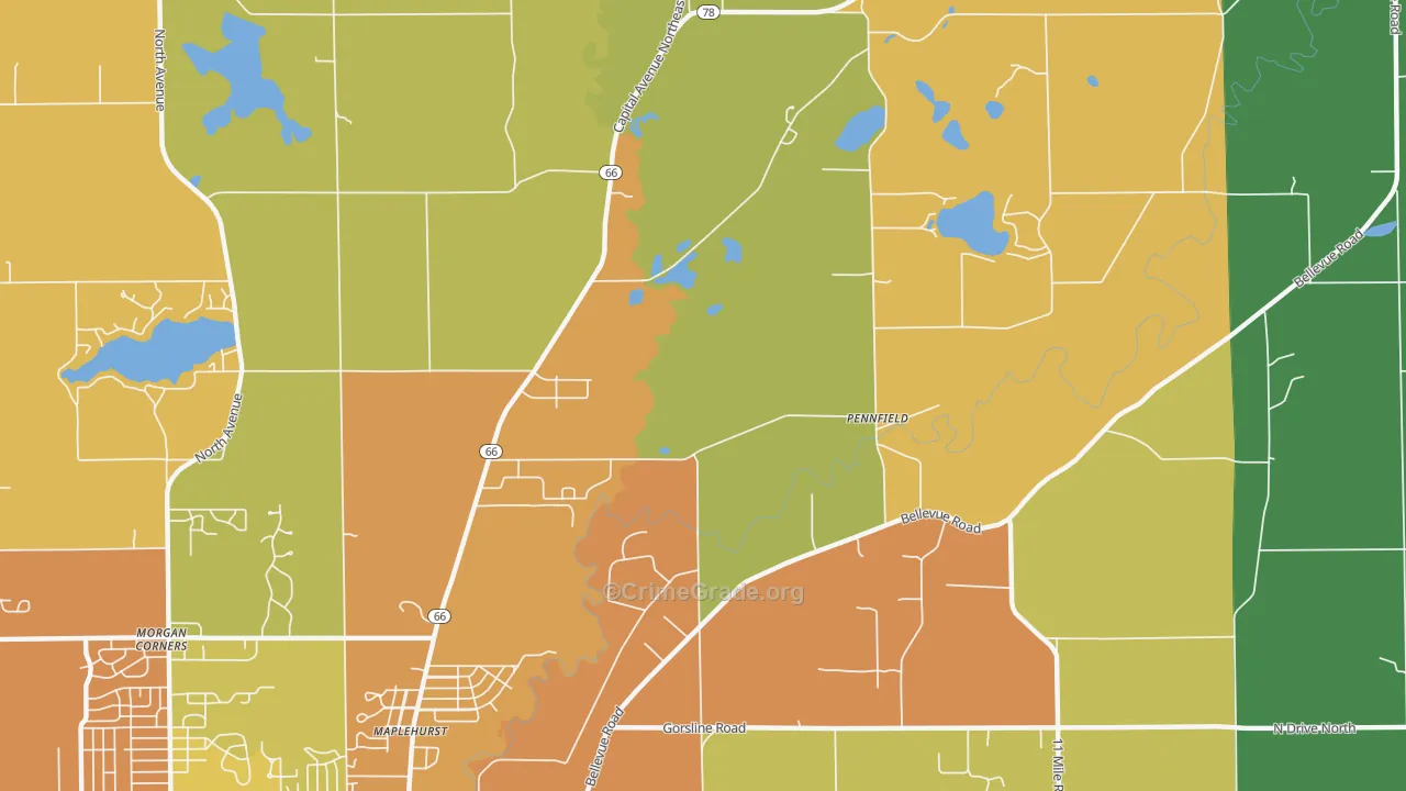 Maplehurst, MI Map of Burglary Rates