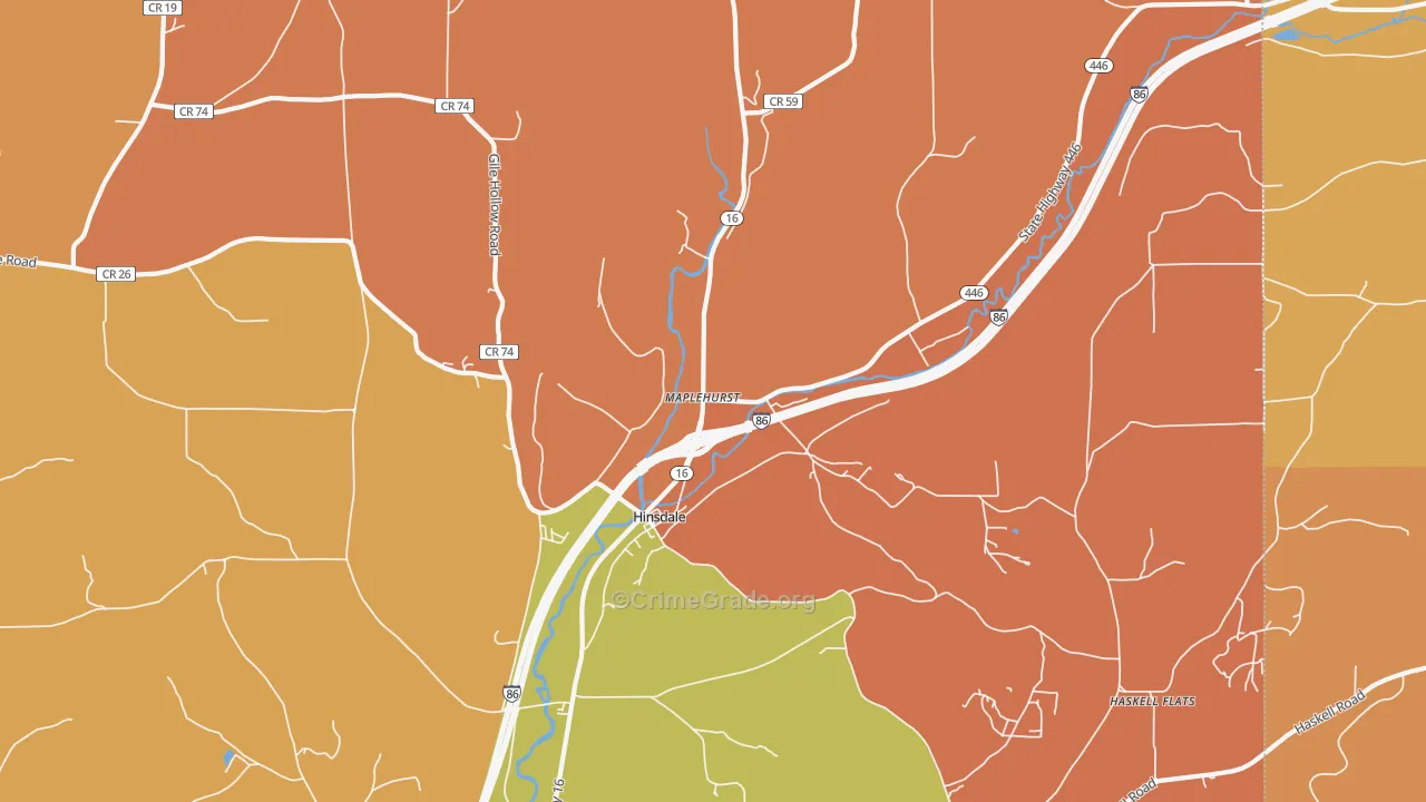 Maplehurst, NY Map of Burglary Rates