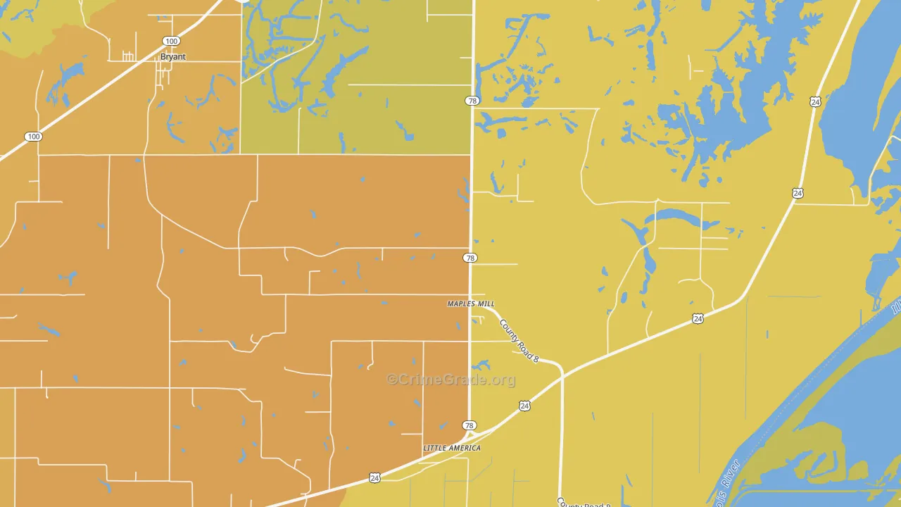 Maples Mill, IL Map of Burglary Rates