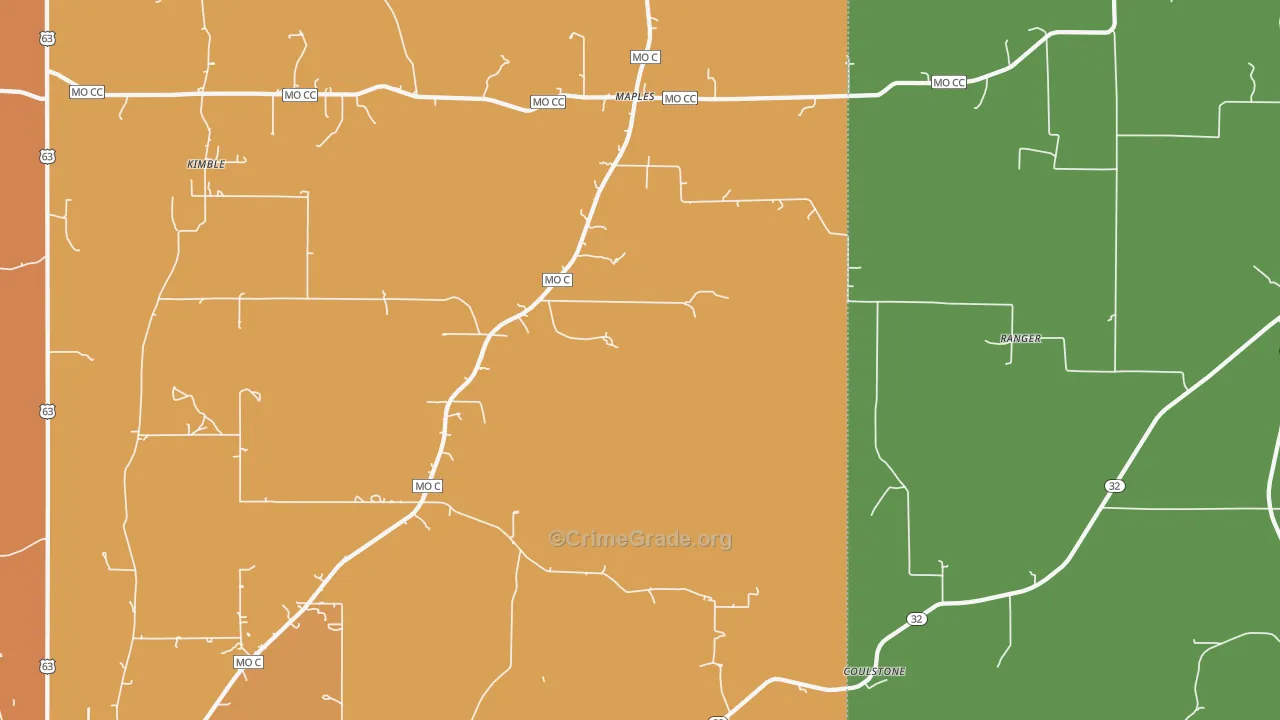 Maples, MO Map of Burglary Rates