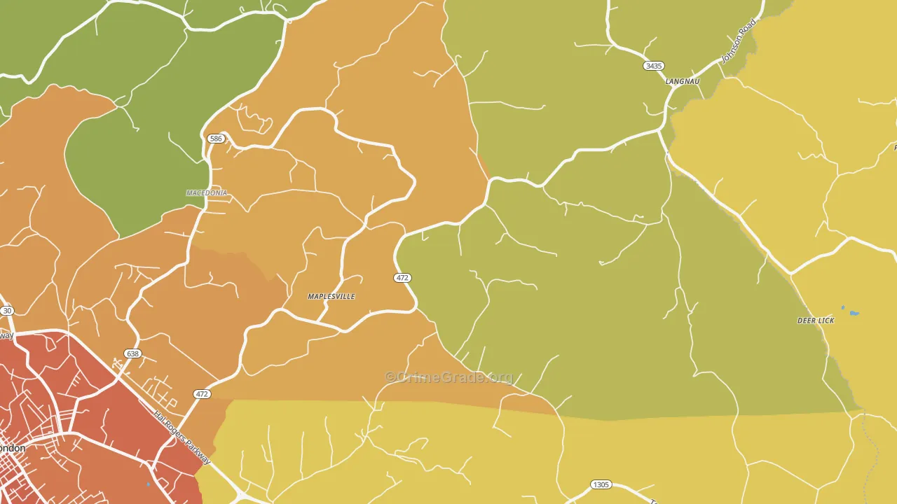 Maplesville, KY Map of Burglary Rates