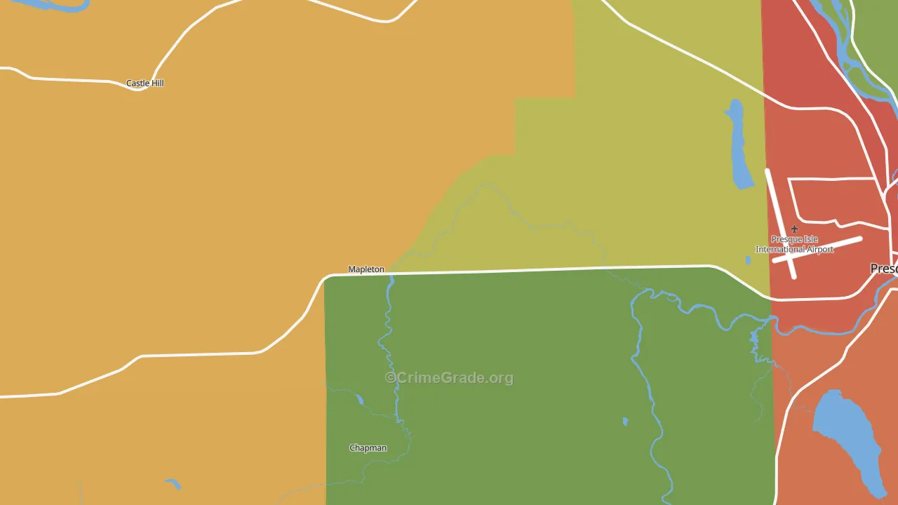 Mapleton, ME Map of Burglary Rates