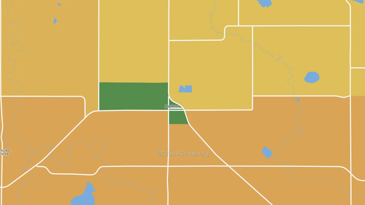 Mapleton, MN Map of Burglary Rates