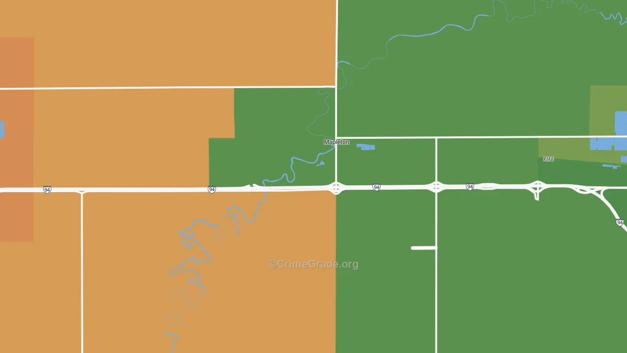 Mapleton, ND Map of Burglary Rates