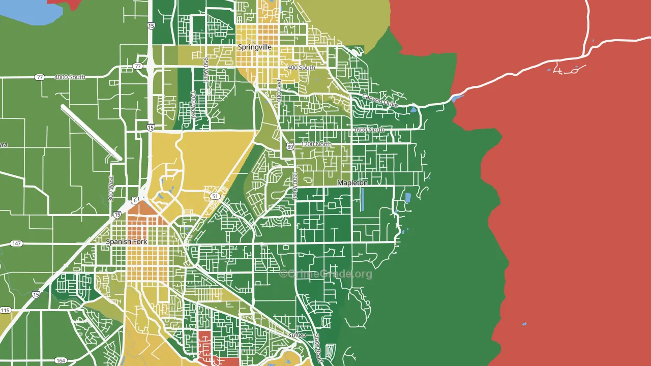 Mapleton, UT Map of Burglary Rates