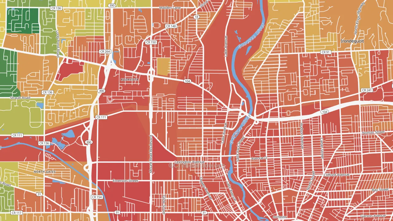 Maplewood, Rochester, NY Map of Burglary Rates