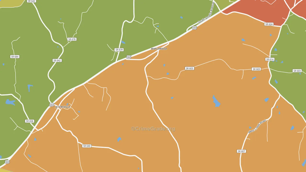 Maplewood, VA Map of Burglary Rates
