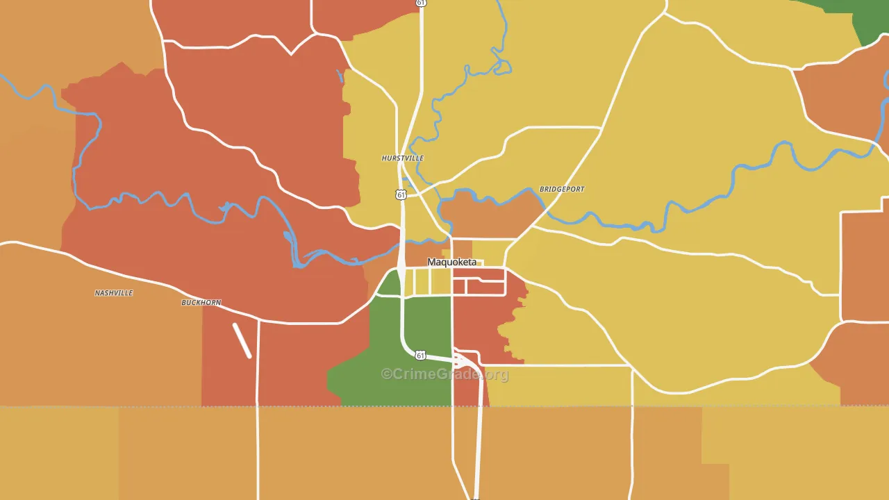 Maquoketa, IA Map of Burglary Rates