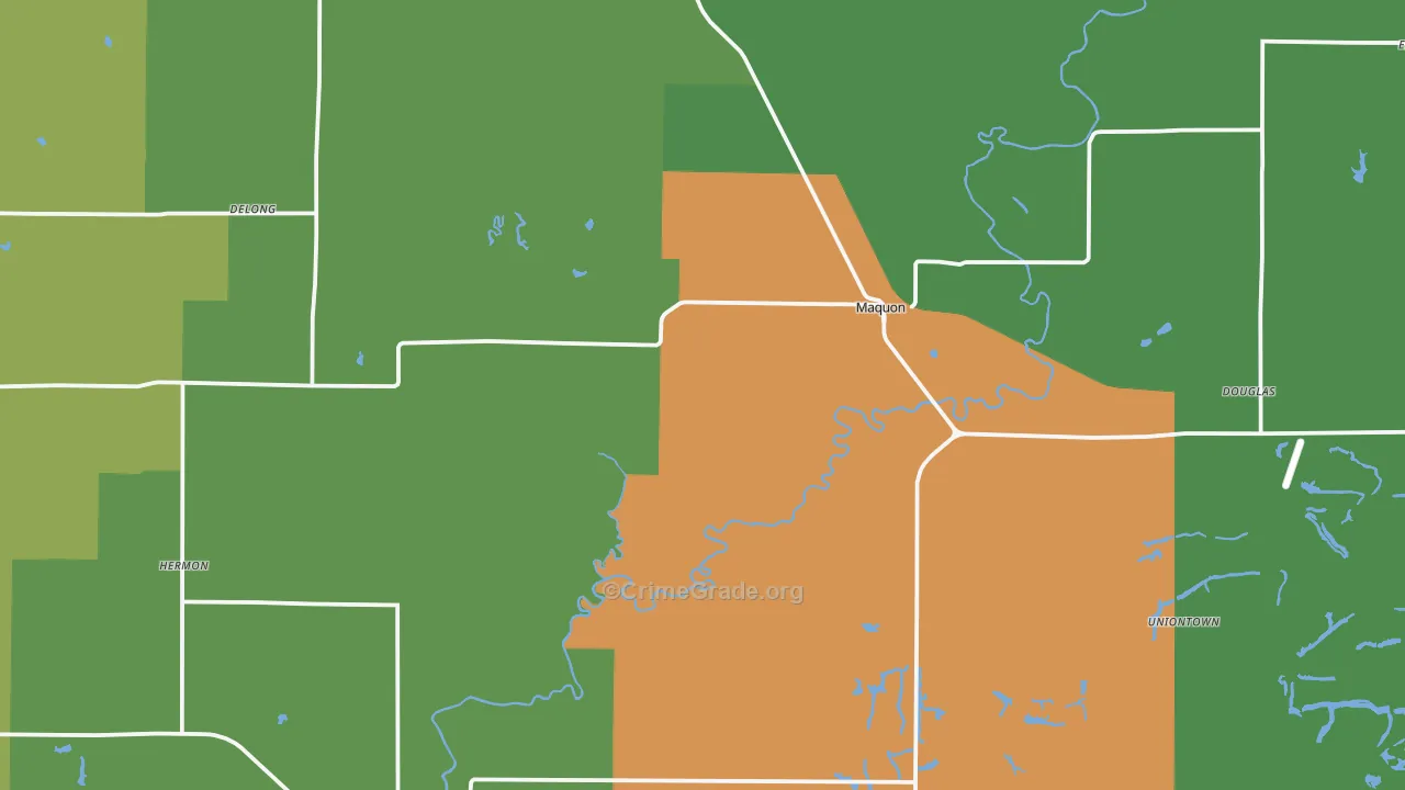 Maquon, IL Map of Burglary Rates