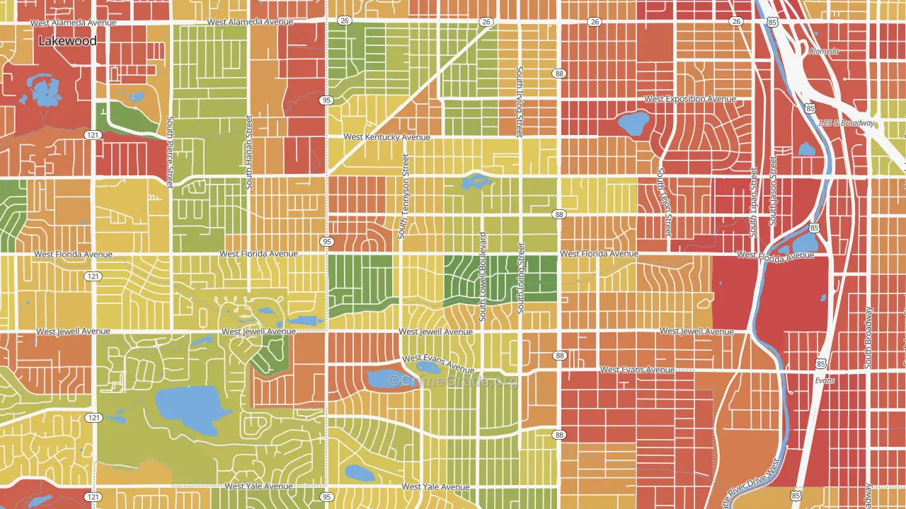 Mar Lee, Denver, CO Map of Burglary Rates