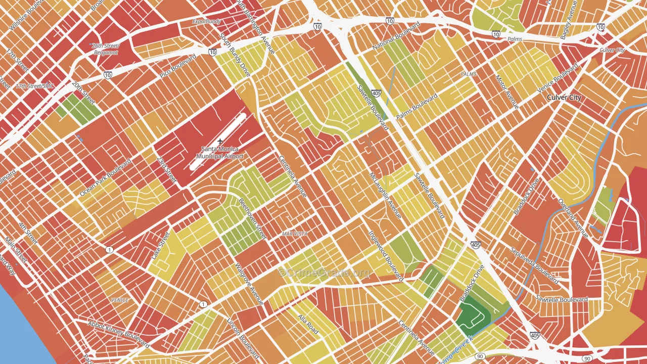 Mar Vista, Los Angeles, CA Map of Burglary Rates