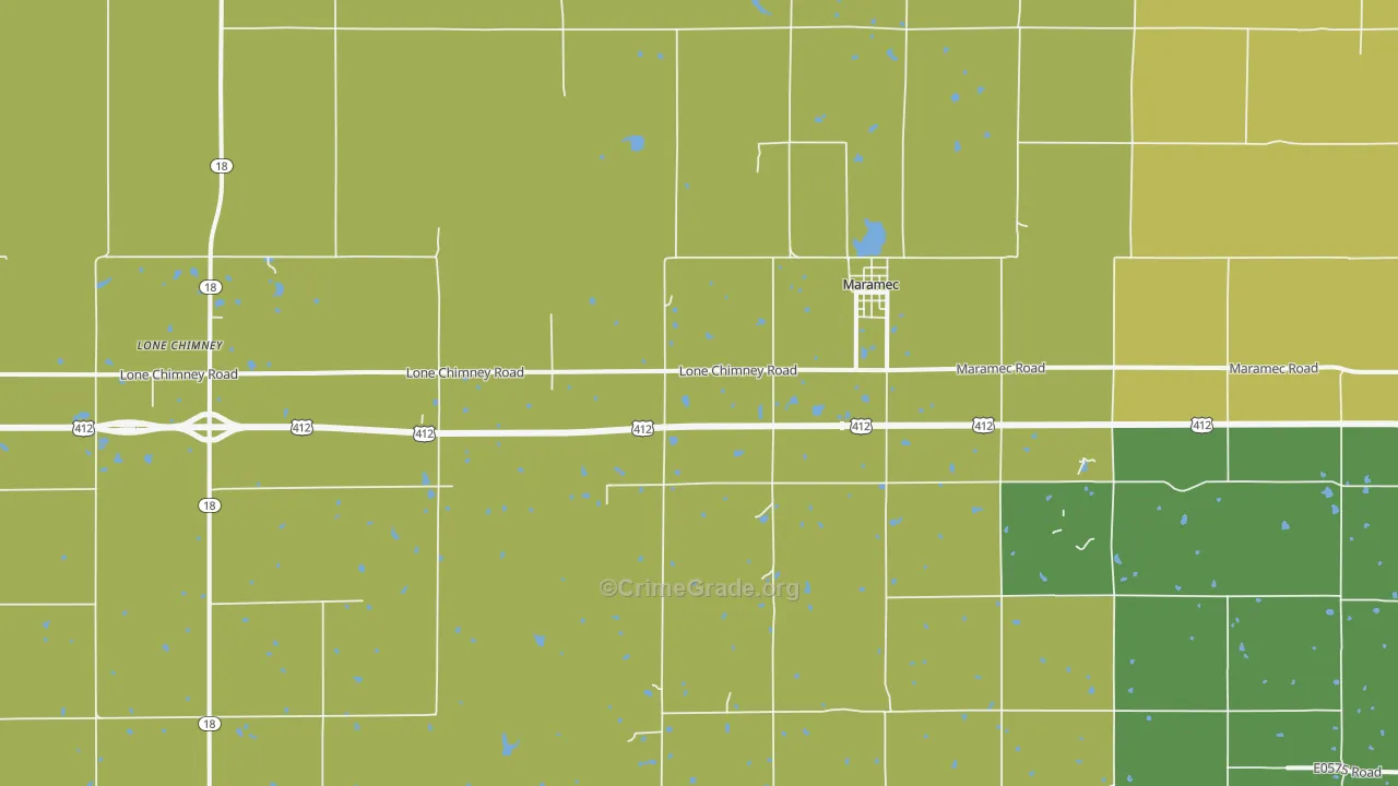 Maramec, OK Map of Burglary Rates