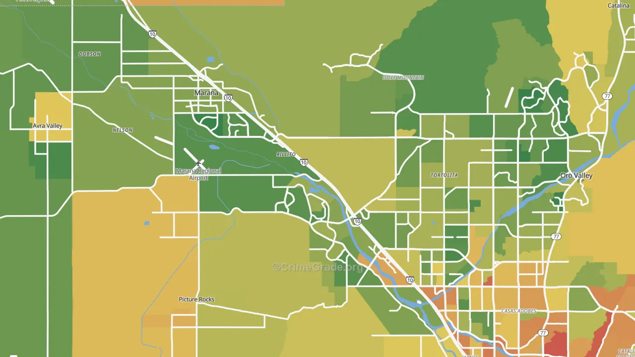 Marana, AZ Map of Burglary Rates