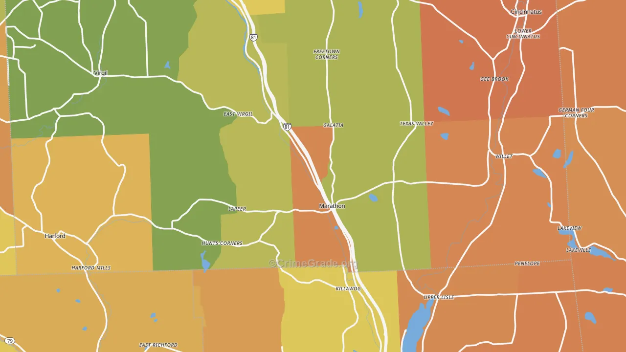 Marathon, NY Map of Burglary Rates