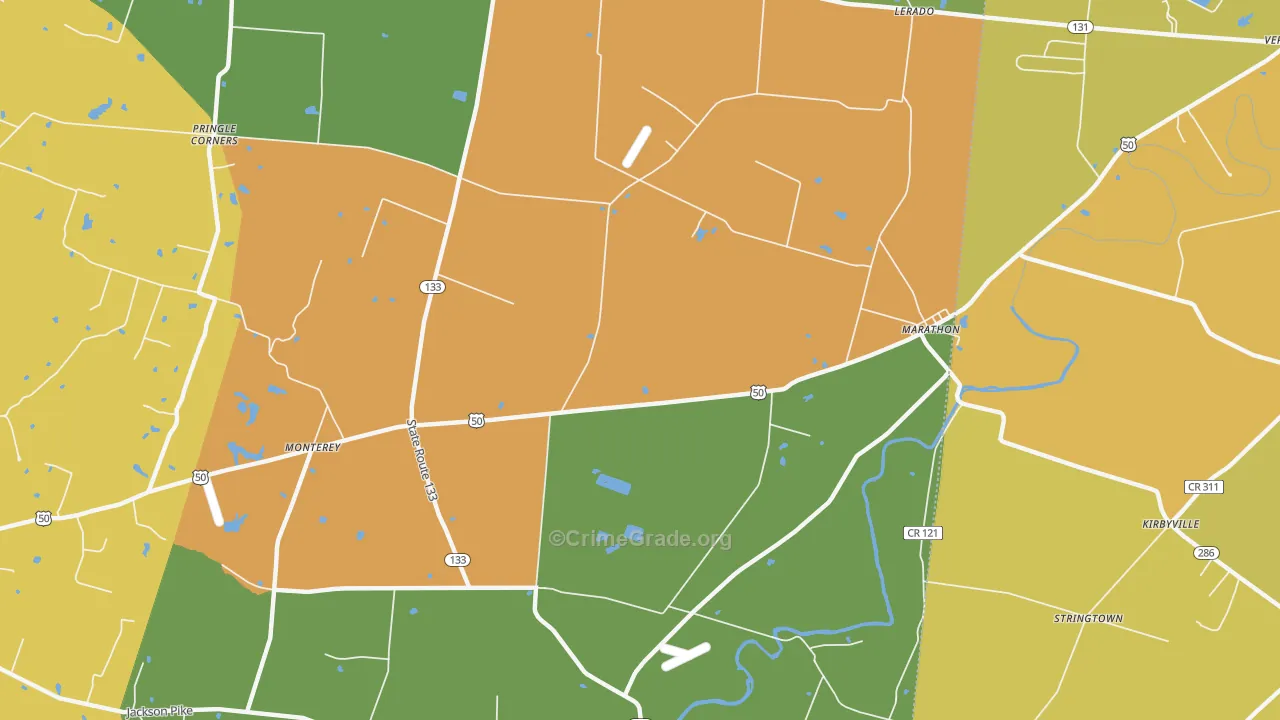 Marathon, OH Map of Burglary Rates
