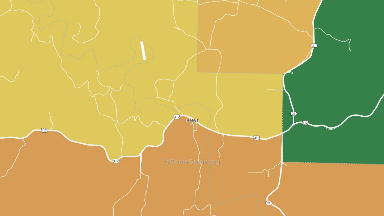 Marble, AR Map of Burglary Rates