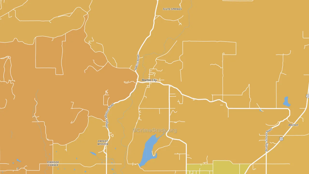 Marble City, OK Map of Burglary Rates