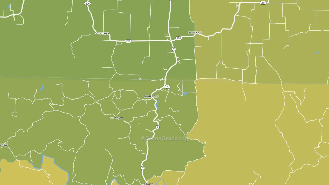 Marble Falls, AR Map of Burglary Rates