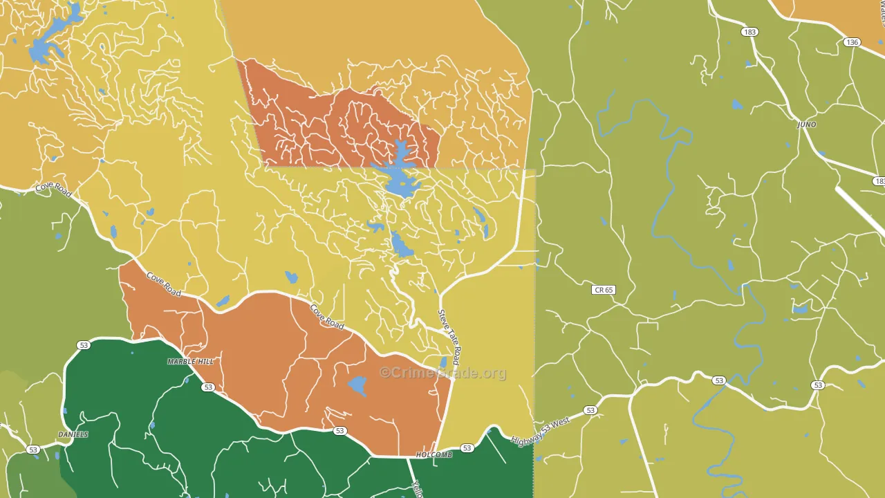 Marble Hill, GA Map of Burglary Rates