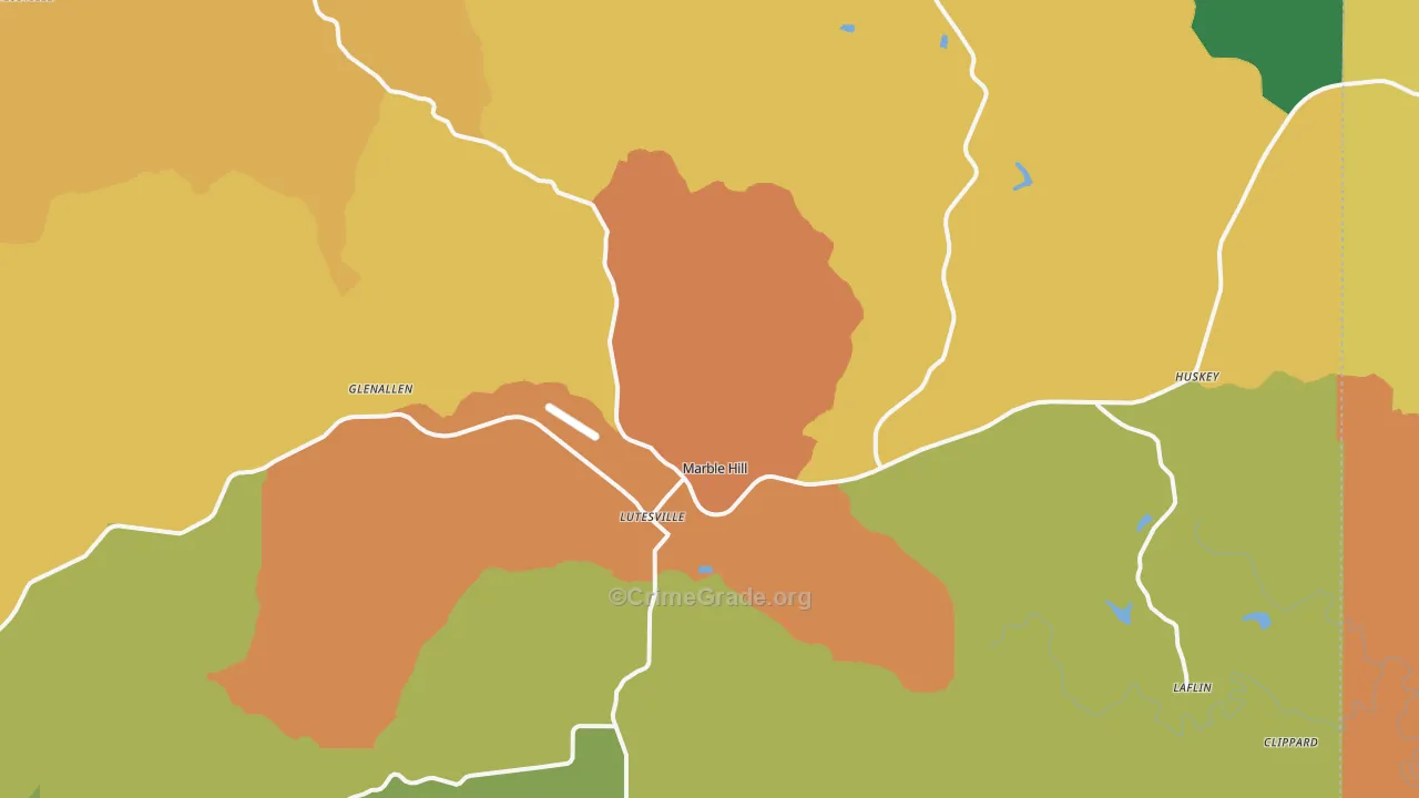 Marble Hill, MO Map of Burglary Rates