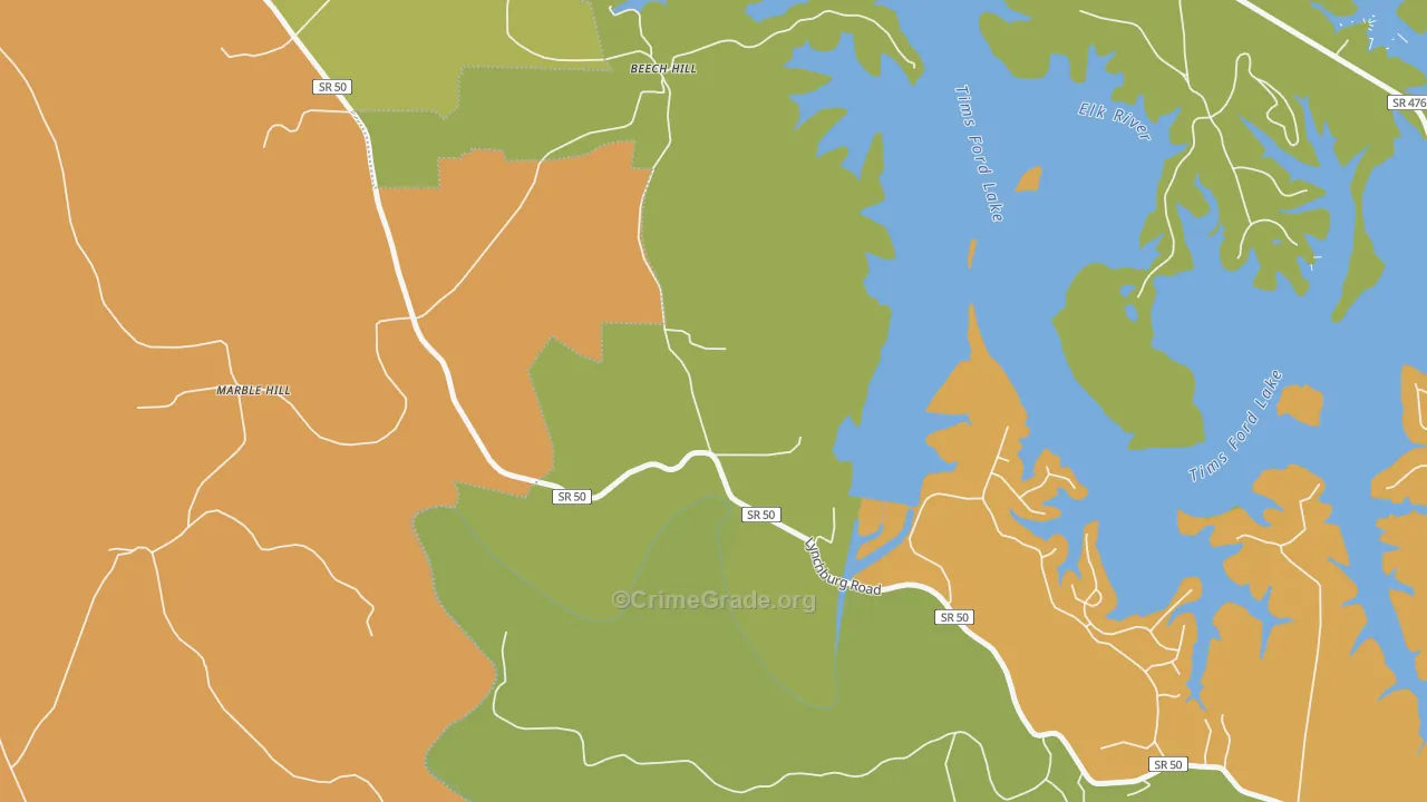 Marble Hill, TN Map of Burglary Rates