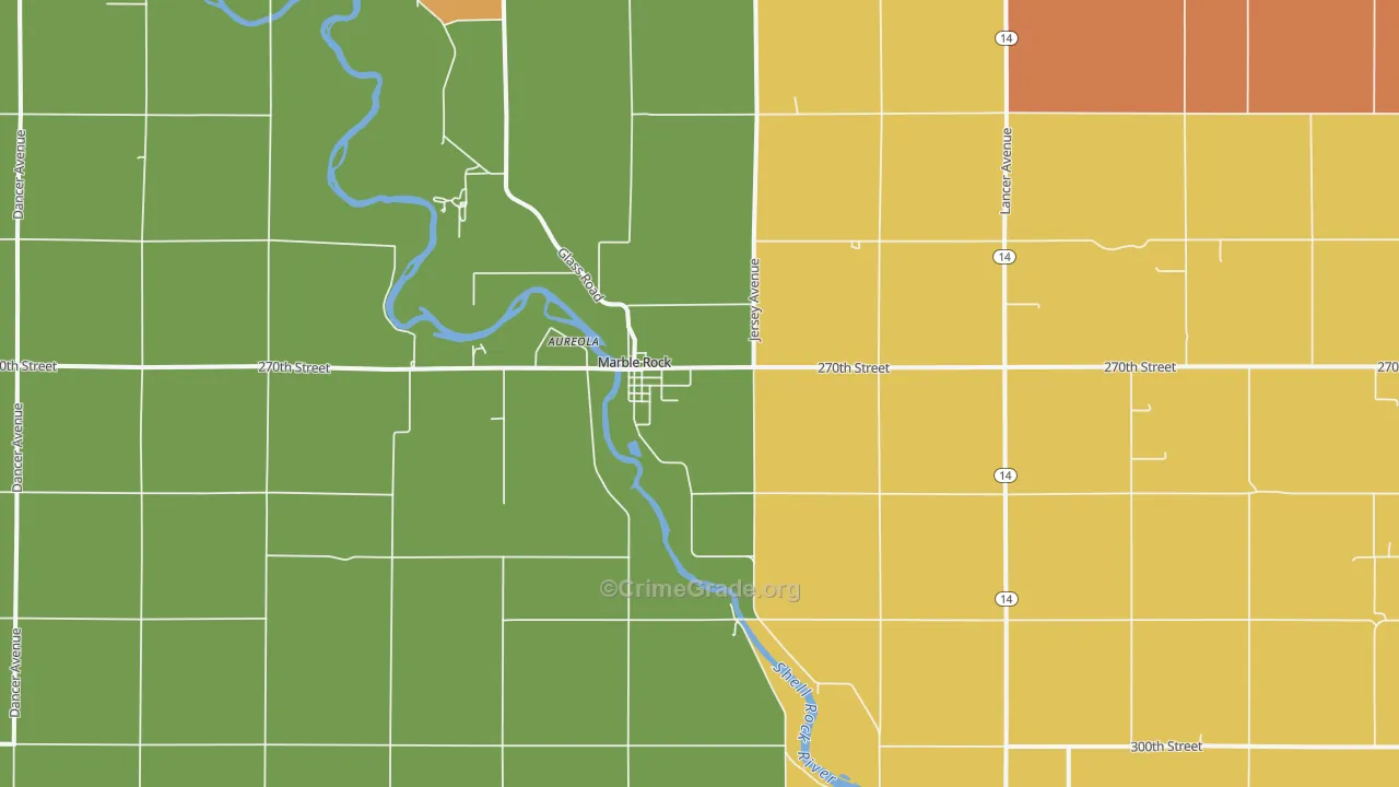 Marble Rock, IA Map of Burglary Rates