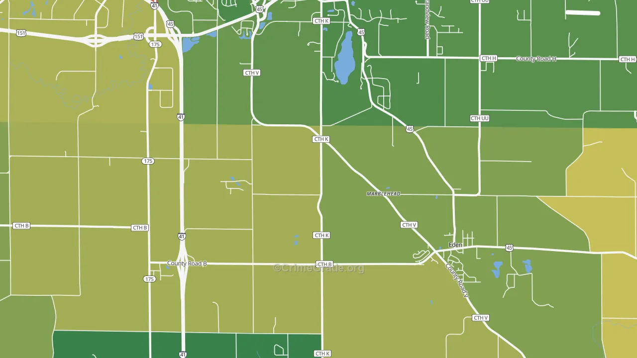 Marblehead, WI Map of Burglary Rates