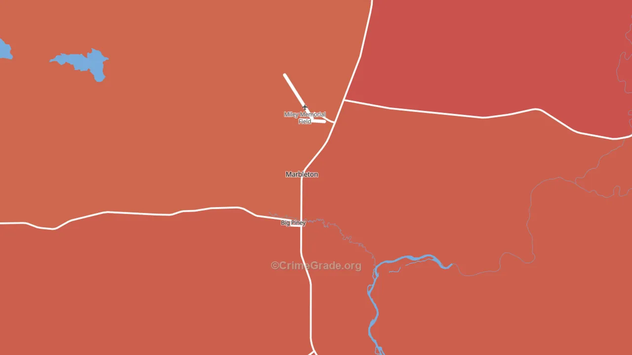 Marbleton, WY Map of Burglary Rates