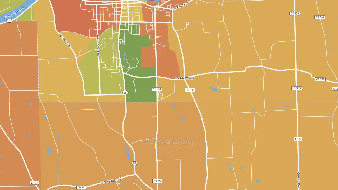 Marbletown, NY Map of Burglary Rates