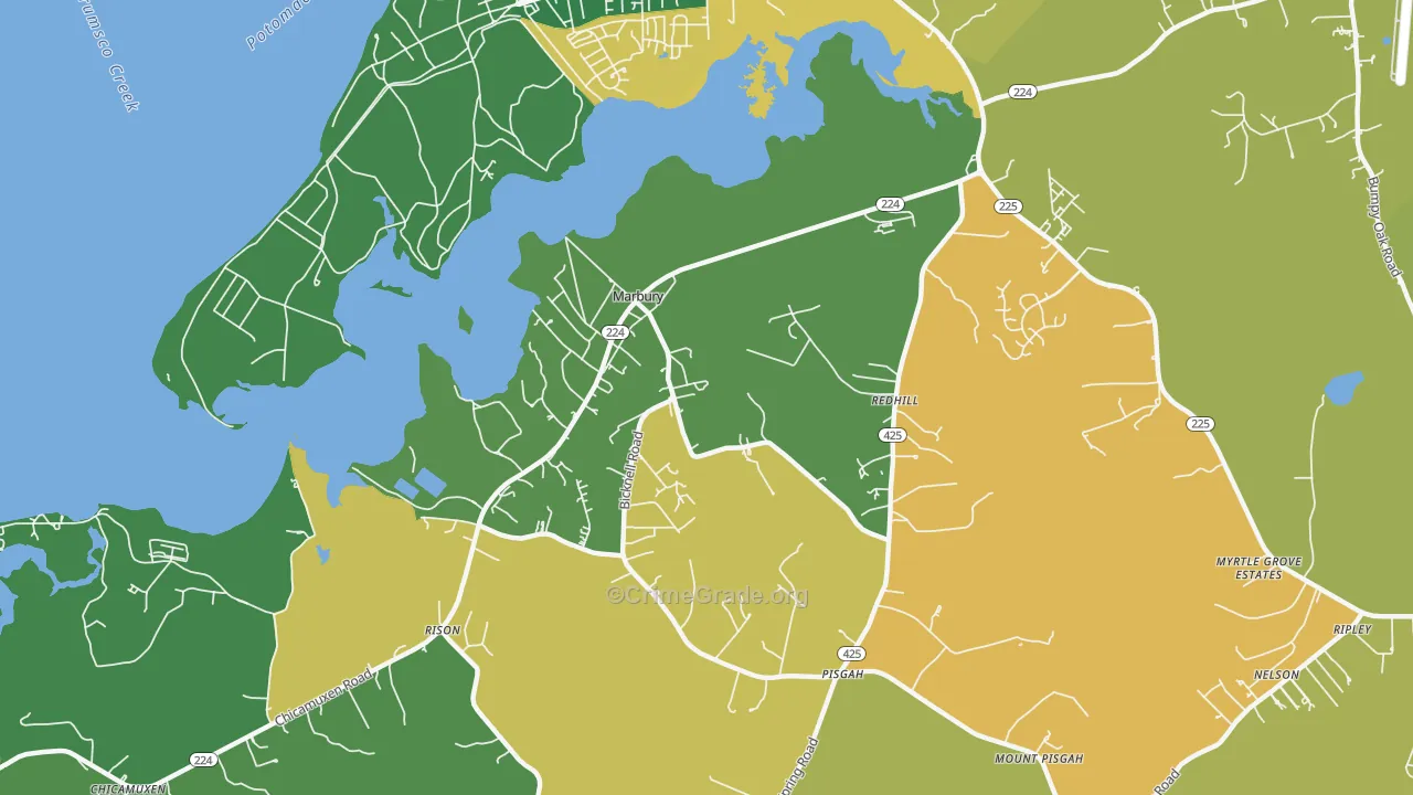 Marbury, MD Map of Burglary Rates