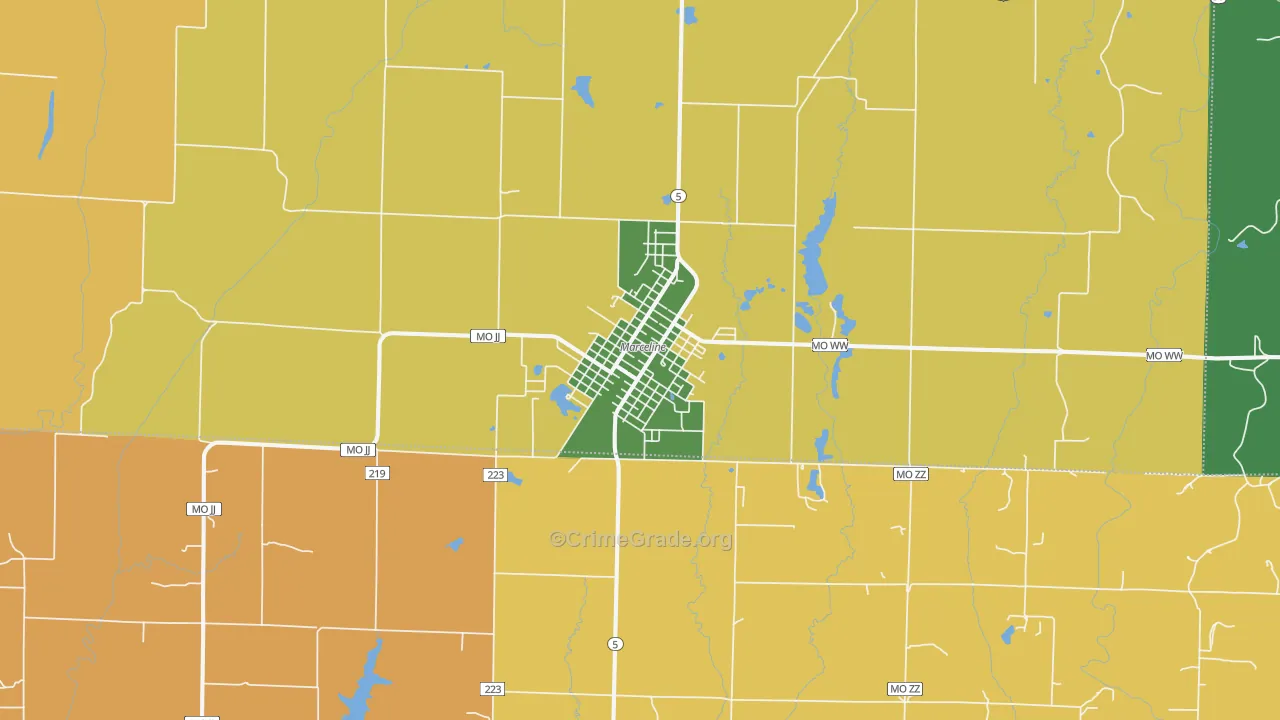 Marceline, MO Map of Burglary Rates