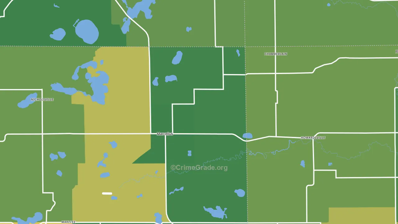 Marcellus, MI Map of Burglary Rates