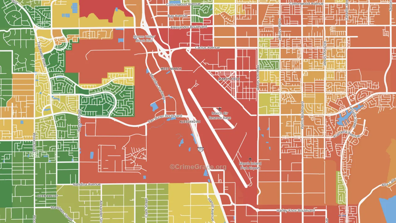 March ARB, CA Map of Burglary Rates