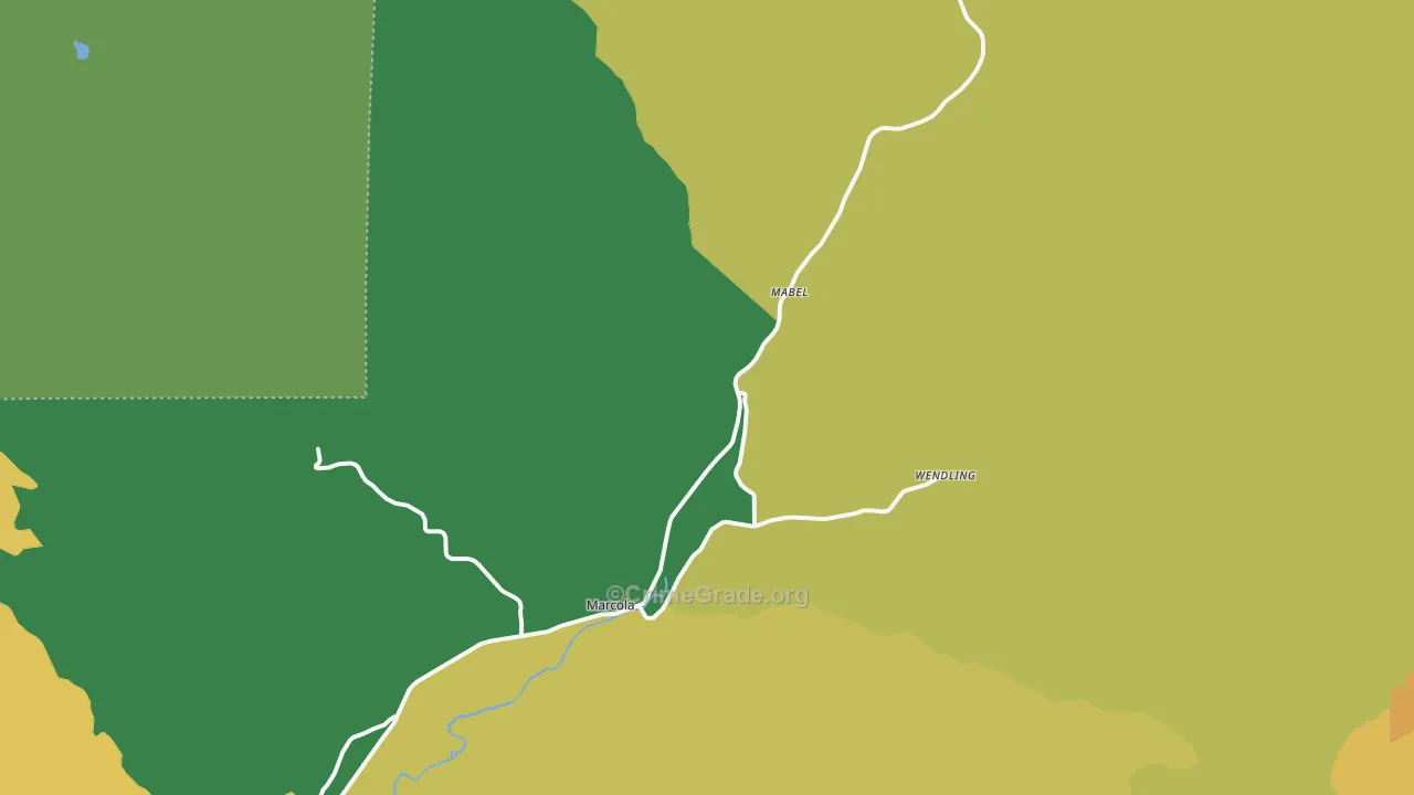 Marcola, OR Map of Burglary Rates