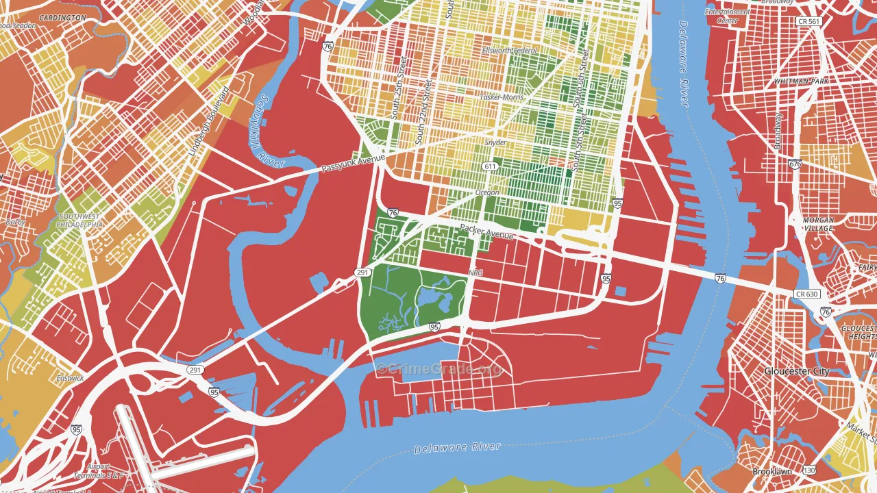 Marconi Plaza-Packer Park, Philadelphia, PA Map of Burglary Rates