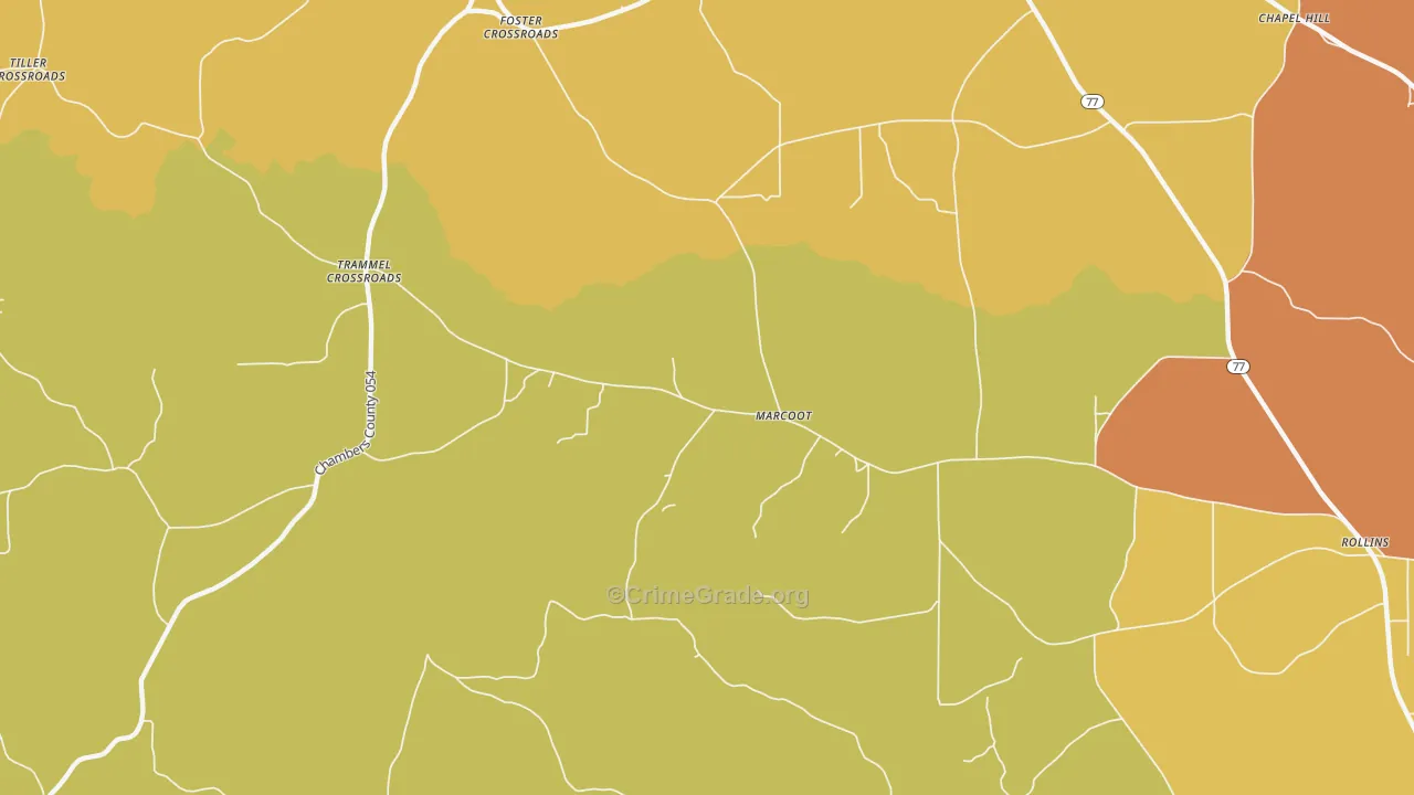 Marcoot, AL Map of Burglary Rates