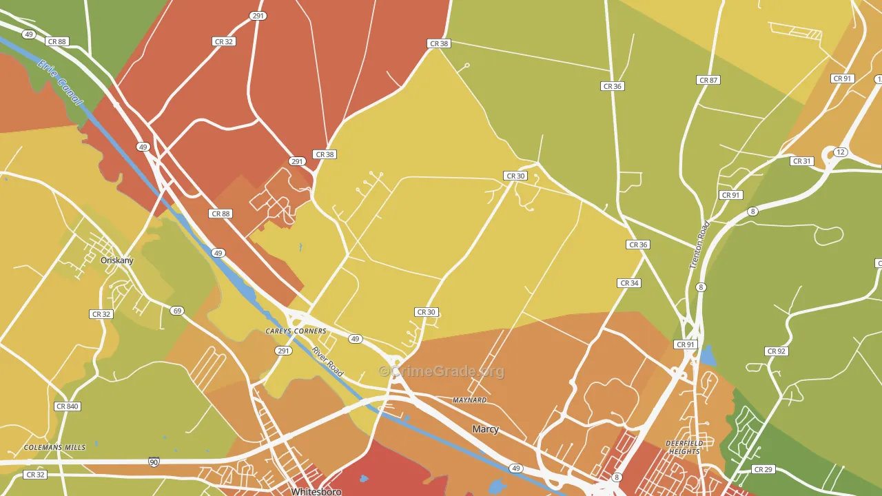Marcy, NY Map of Burglary Rates