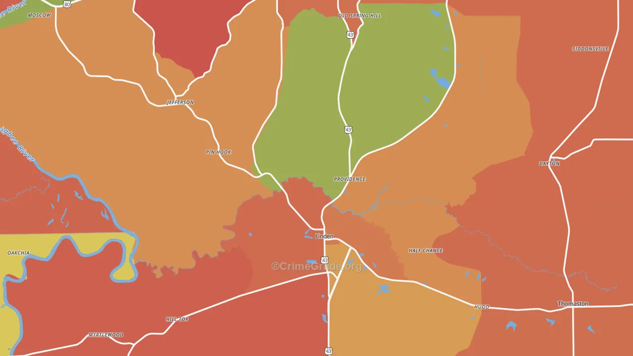 Marengo County, AL Map of Burglary Rates