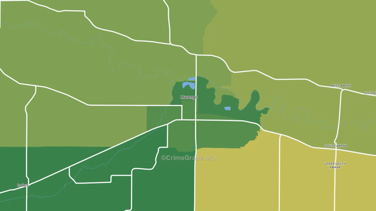 Marengo, IA Map of Burglary Rates